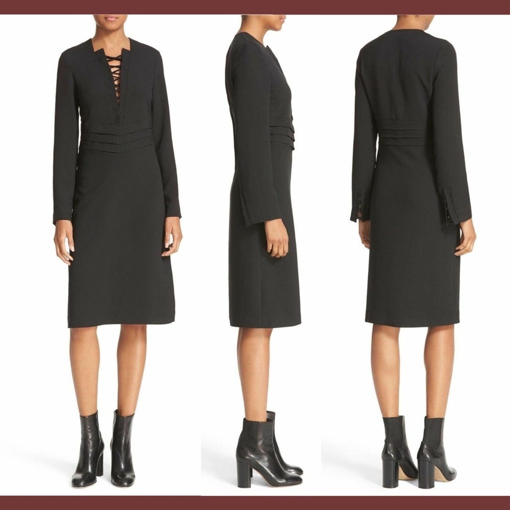 NEW! $445 IRO Black Crepe‎ Lace Up Front Dress [SZ 38 ]